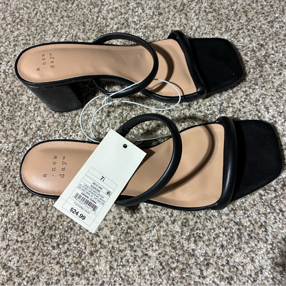 A New Day Black Heeled Sandals